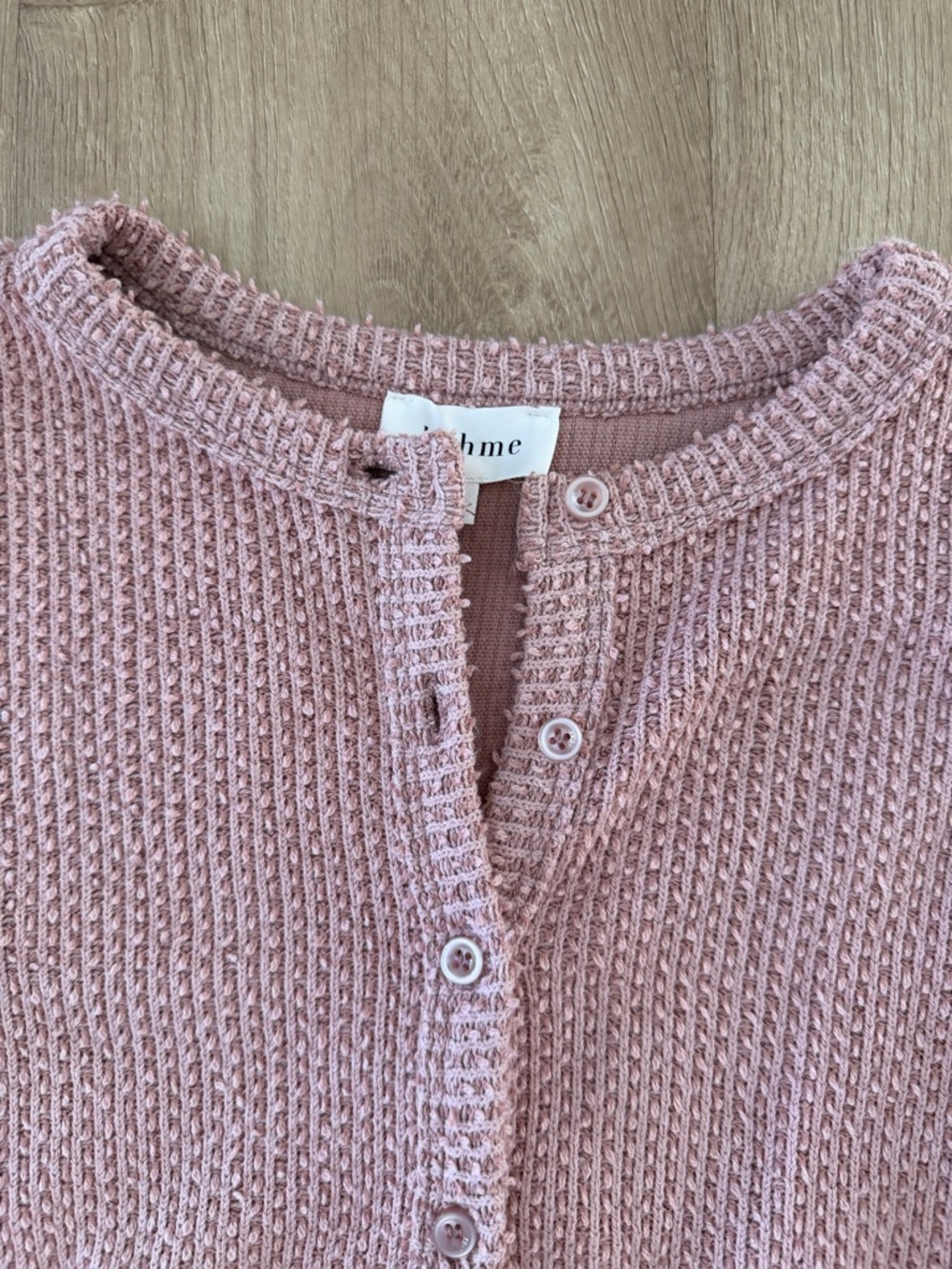 Soft Pink Textured Button-Front Cardigan - Picture 2 of 7